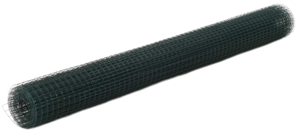 vidaxl Ogrodzenie z siatki, stal i PVC, 25x1,5 m, zielone 143636