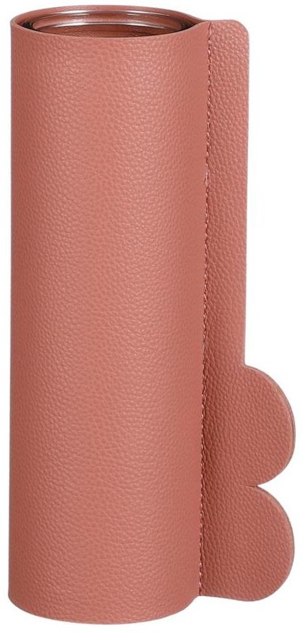 TAJEMNICZY OGRÓD Wazon szklany w osłonie skórzanej wys. 20.5 cm różowy