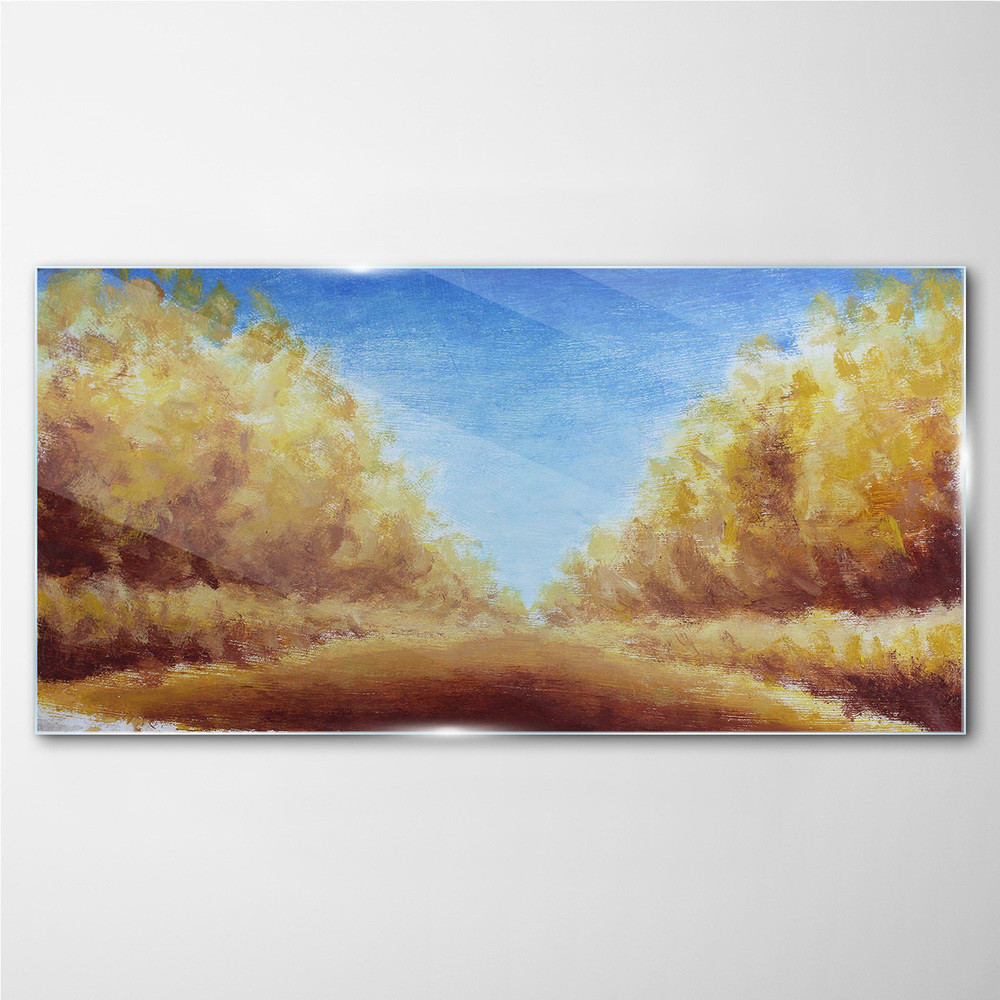 PL Coloray Obraz na Szkle las jesień niebo 140x70cm