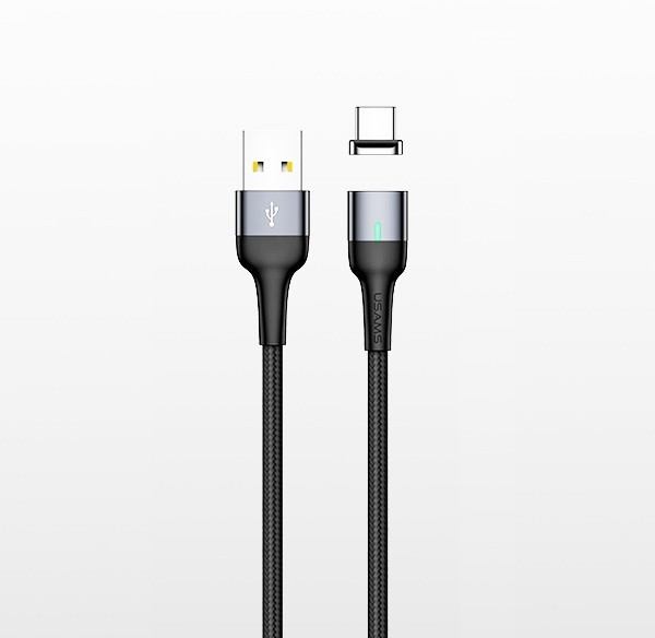 USAMS Kabel magnetyczny U28 USB-C 2A/3A Fast Charge 1m pleciony stalowy/tarnish SJ327USB01 (US-SJ327)