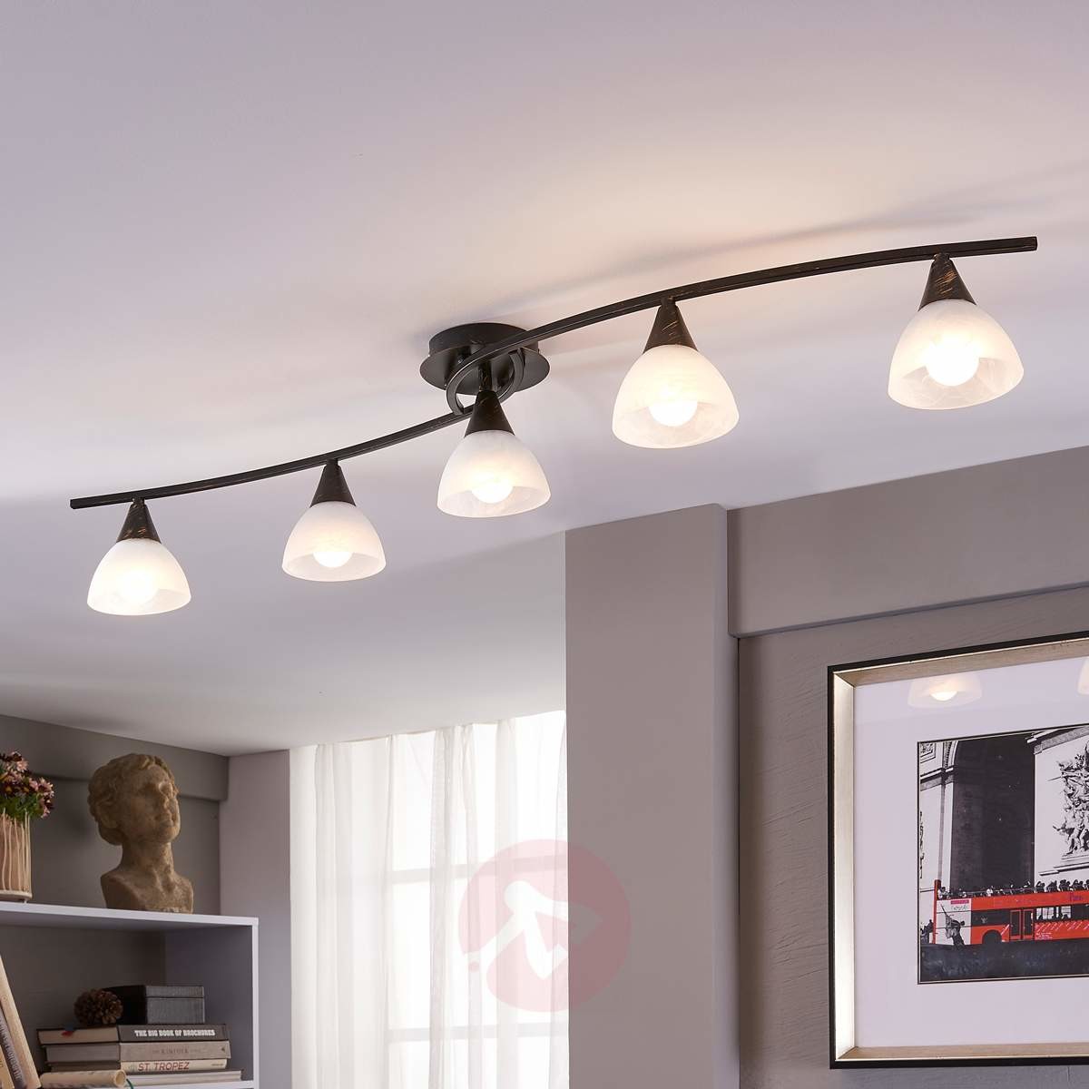 Lindby Lampa sufitowa Country czarna z 5 lampami E14 - Della