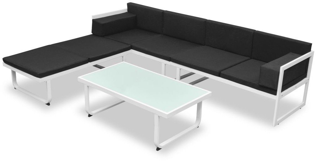 vidaXL Zestaw wypoczynkowy do ogrodu, 13 części, czarno-biały