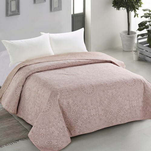 AmeliaHome - Narzuta dwustronna - Decor - Beżowo-Różowy 220x240 cm