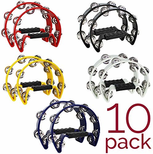 A-Star A-Star półksiężyc tamburyn, podwójny dzwonek dzwonek dzwonek z ergonomicznym uchwytem - dzieci, dorośli, piosenkarzy, zespoły, muzycy, zajęcia muzyczne - zestaw 10 kolorów AP3101PK