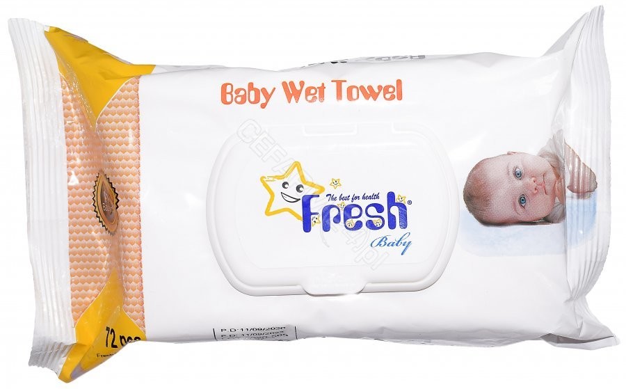 AKSAN KOZMETIK Fresh Baby chusteczki nawilżane z klipsem x 72 szt żółte
