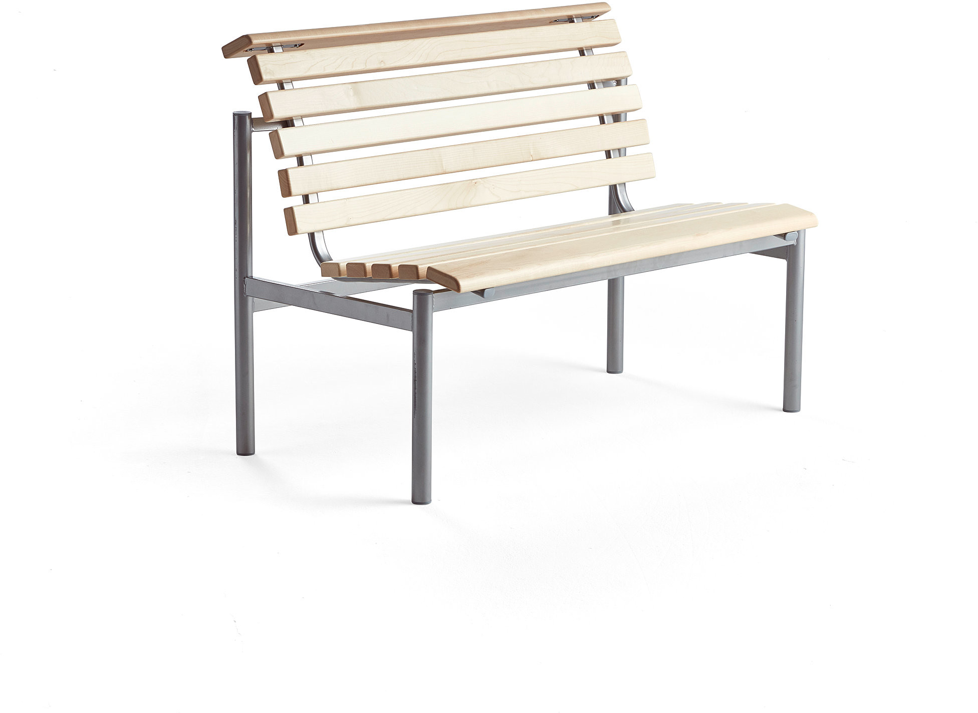 AJ Produkty Ławka drewniana AURORA, 1200x700x900 mm, rama srebrny, brzoza
