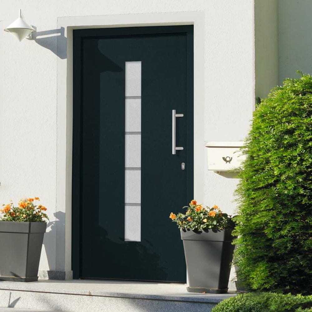 shumee Drzwi zewnętrzne aluminium i PVC antracytowe 100x200 cm