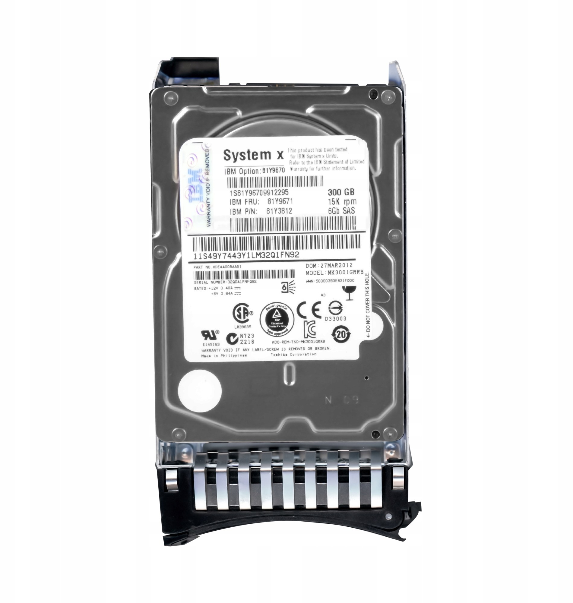 IBM 81Y9671 300GB 15k SAS-2 81Y3812 2.5 MK3001GRRB