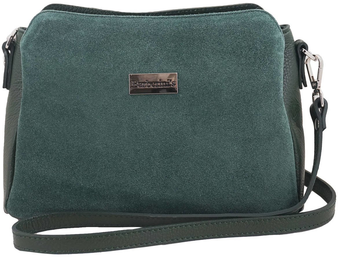 Barberini's Listonoszka skórzana z zamszem - Zielona ciemna 931-42