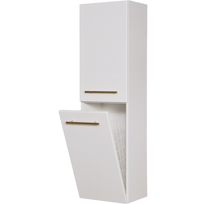 Gante Słupek łazienkowy wiszący z koszem biały mat 143x40 cm Belli Gold BEL-B-RW/K