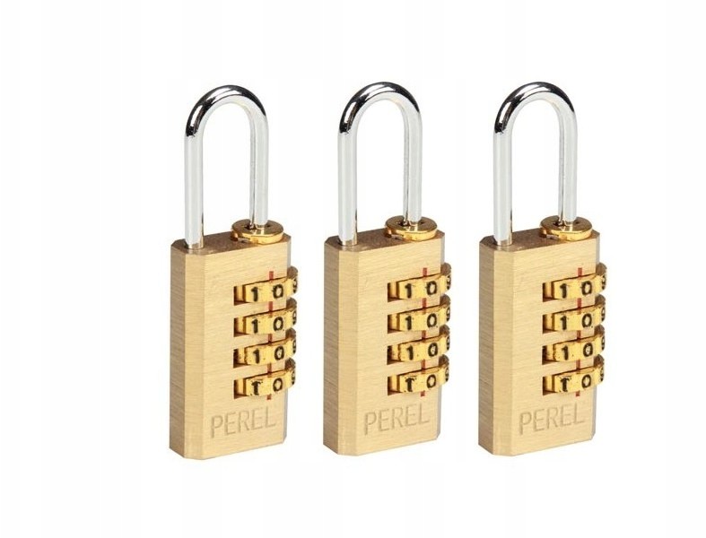 Zestaw 3 Mini Kłódek Szyfr Stal Nierdzewna 3x2cm