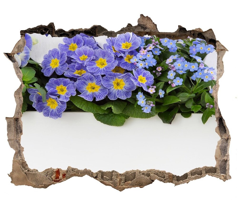 Wallmuralia.pl Naklejka 3D dziura na ścianę Niebieskie kwiaty