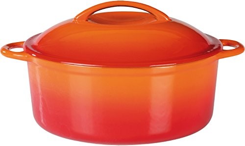 GSW Shadow 717243 garnek żeliwny z przykrywką, pojemność 4 l, kolor pomarańczowy/kremowy, 2 elementy, 24 cm 717243