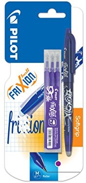 Pilot Pen Pilot FriXion Ball 1 zwojach żelowym, średnia grubość kreski arkuszach rollerball Pen + 3 ersatzminen,, fioletowy 3131910018926