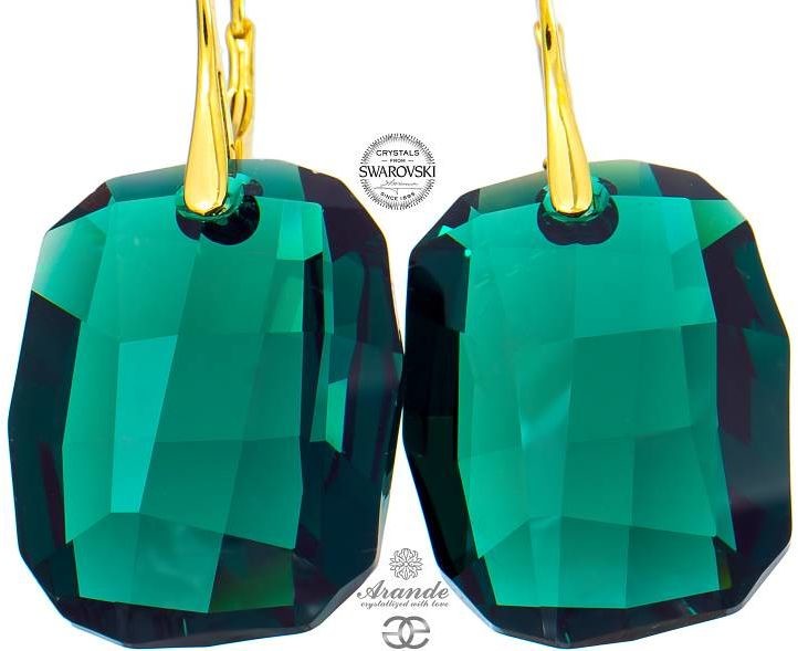 Swarovski NOWE piękne kolczyki EMERALD GRAPHIC GOLD ZŁOTE SREBRO