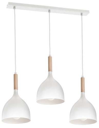 Luminex Noak wood 1196 lampa wisząca zwis 3x60W E27 biały / brązowy
