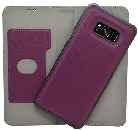 SAMRICK Skórzany portfel etui z przegródką na karty kredytowe/wizytówki do Galaxy S8 Plus fioletowy Galaxy S8 Plus