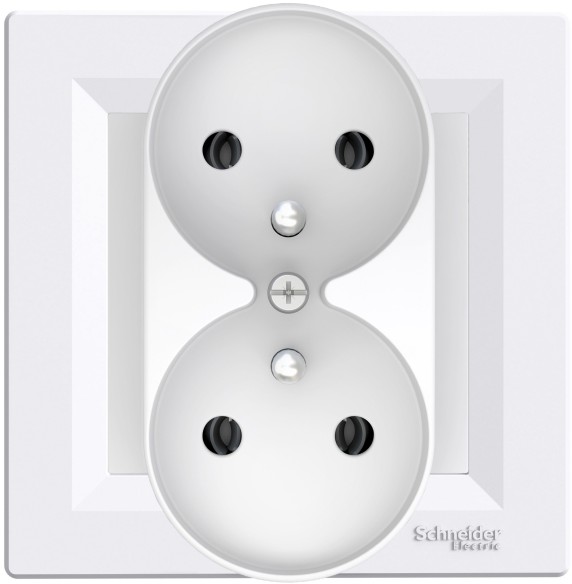 Schneider Electric Gniazdo podwójne Asfora z uziemieniem do ramki białe EPH9811221