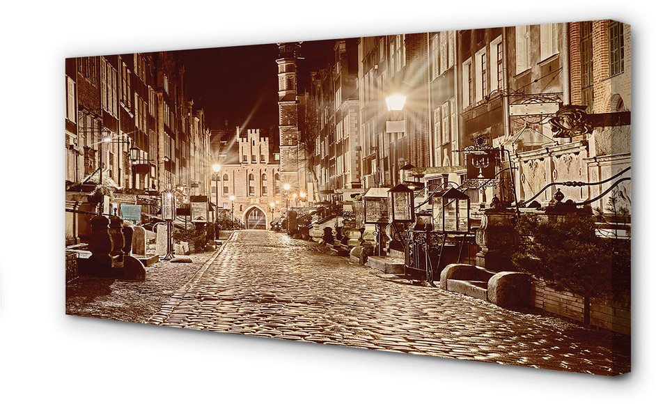 PL Tulup Obrazy na płótnie Gdańsk Noc stare miasto 125x50cm