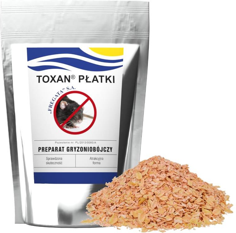 Toxan Preparat na myszy, szczury. Toxan płatki bromadiolone 1kg.