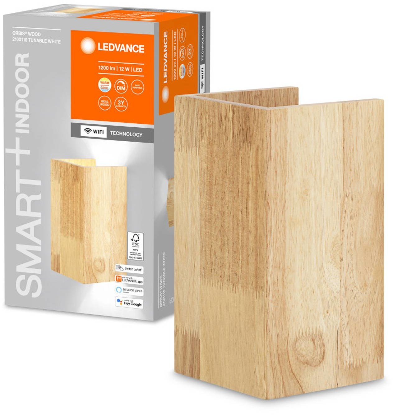 LEDVANCE SMART+ LEDVANCE SMART+ WiFi Orbis Wall Wood, 21 x 11 cm