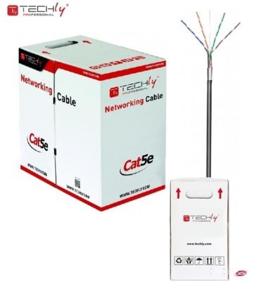 Techly Kabel instalacyjny TechlyPro skrętka Cat5e F/UTP drut CCA zewnętrzna 305m czarna ITP8-RIS-0305LO SPTCOKKF3010