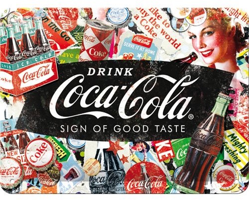 Art Nostalgic 26227 blaszana tabliczka Coca-Cola Collage | retro | Vintage tabliczka-|-dekoracja ścienna | metalowe | 15 x 20 cm 26227