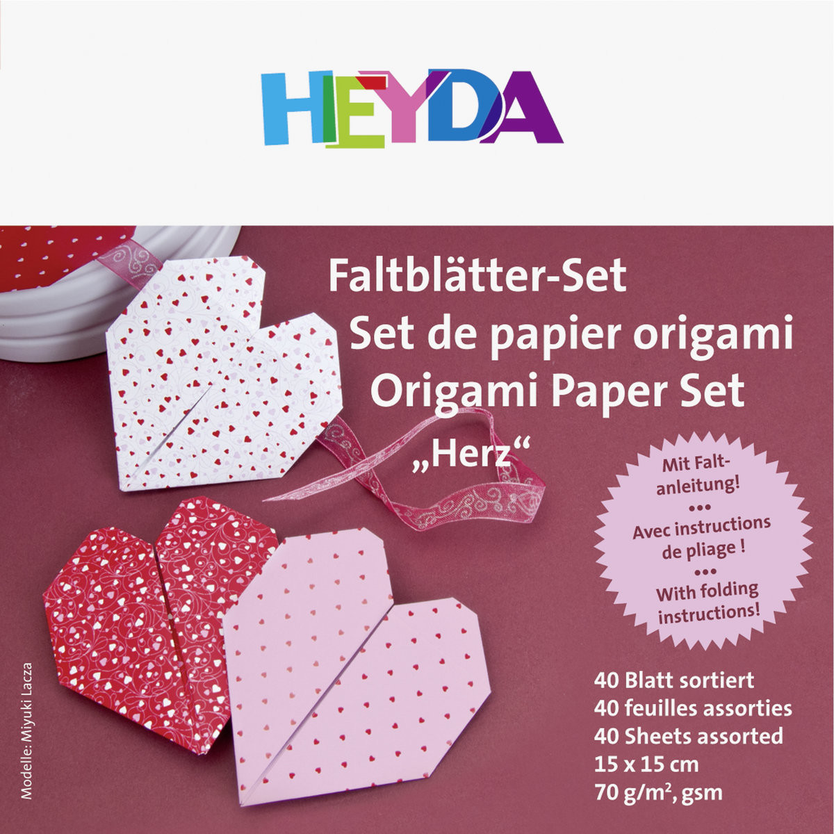 Heyda papier do origami, Serca, 40 arkuszy