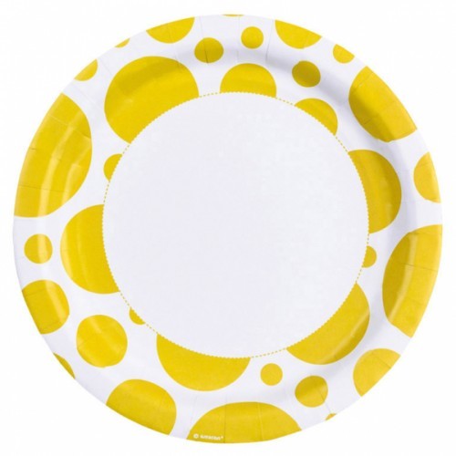 Amscan Talerzyki żółte kropki 23cm 8 szt. 999317