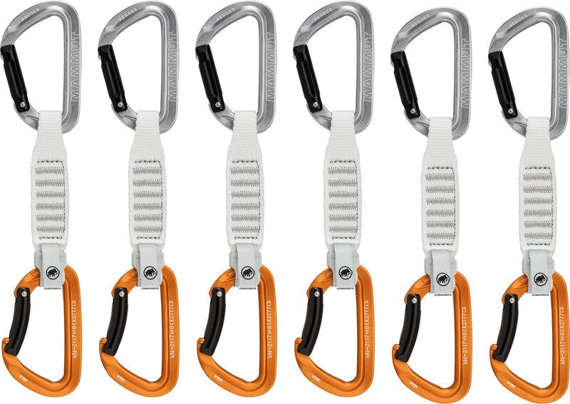 Mammut Sender Keylock Quickdraw 12cm 6-Pack, szary/złoty 2022 Ekspresy wspinaczkowe 2040-02491-33272-74