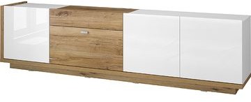 Helvetia Komoda RTV LARS 40 Biały + dąb Flagstaff jasny 249FKX40