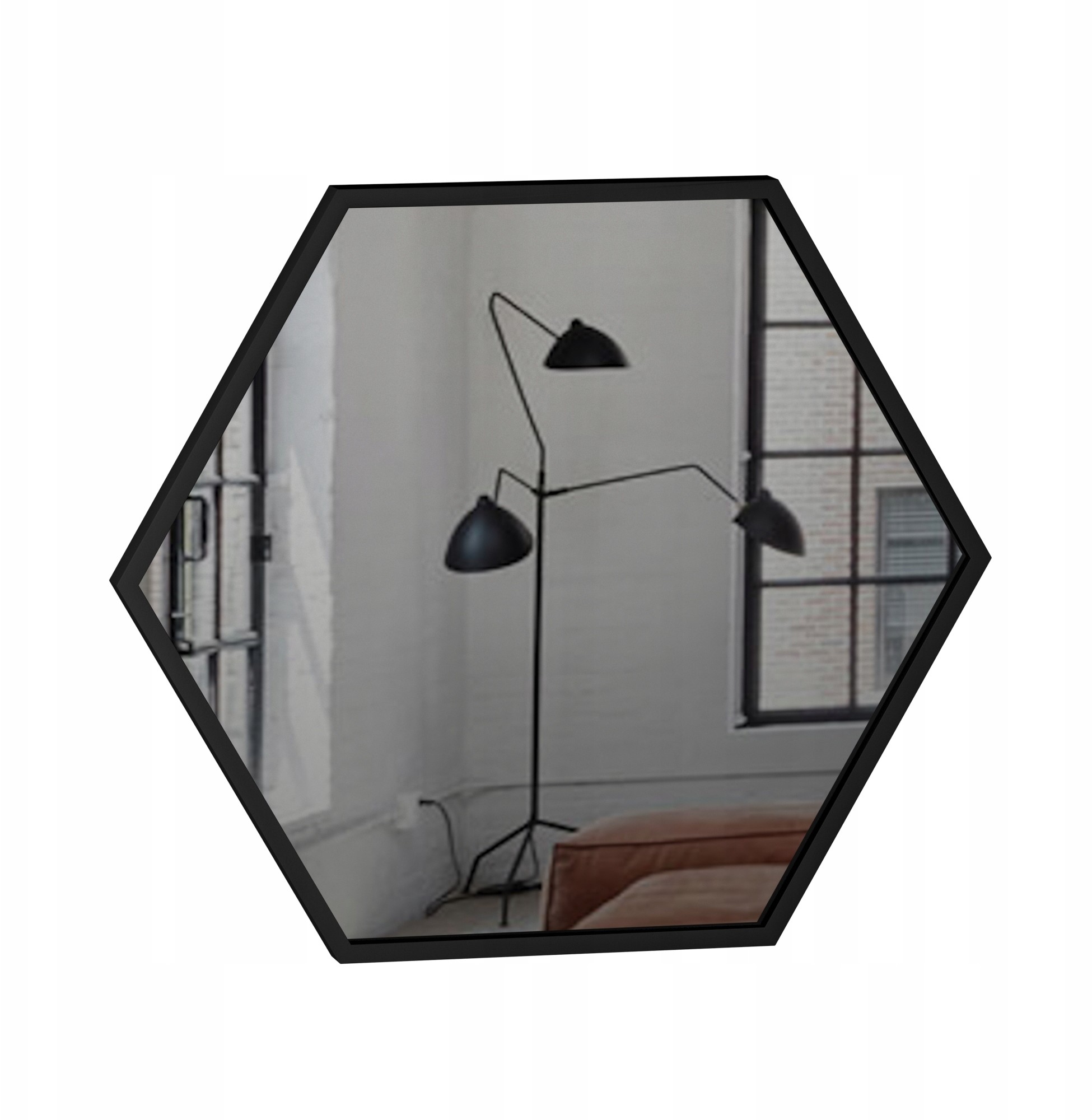 Lustro Hexagon styl skandynawski 60 cm