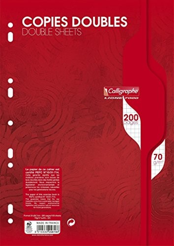 Caligraphe Clairefontaine Call igraphe caligraphe  7013  5616, kancelarii papieru z otworami, 4 otworów, format 200 stron w kratkę, a 4  70 G 5616