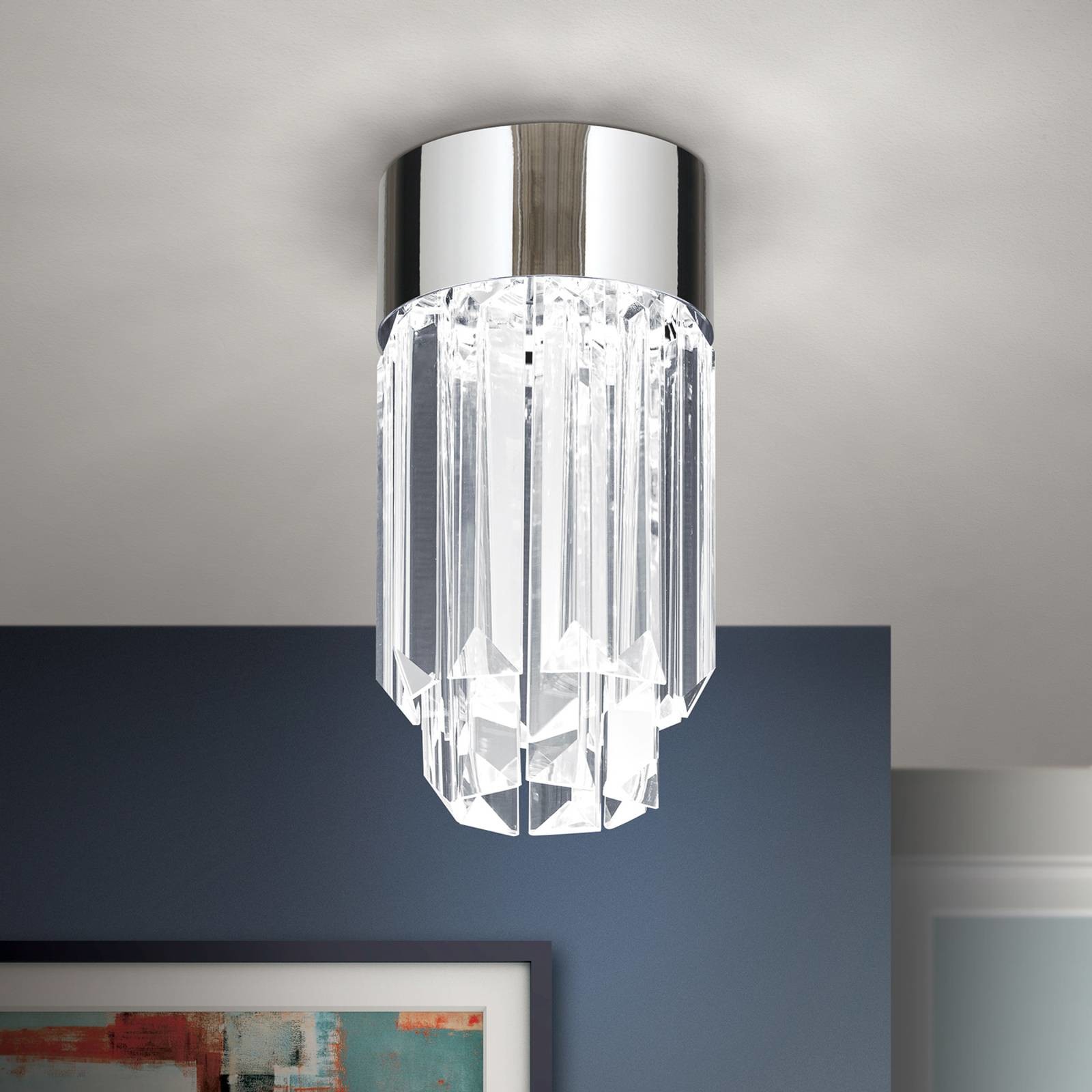Orion Lampa wisząca Prism, szkło kryształ, 10cm, chrom