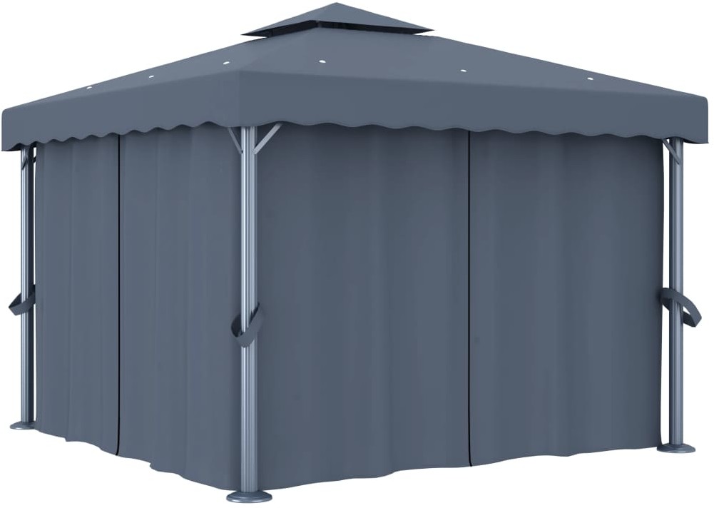 vidaXL Altana ogrodowa z zasłonami, 3 x 3 m, antracytowa
