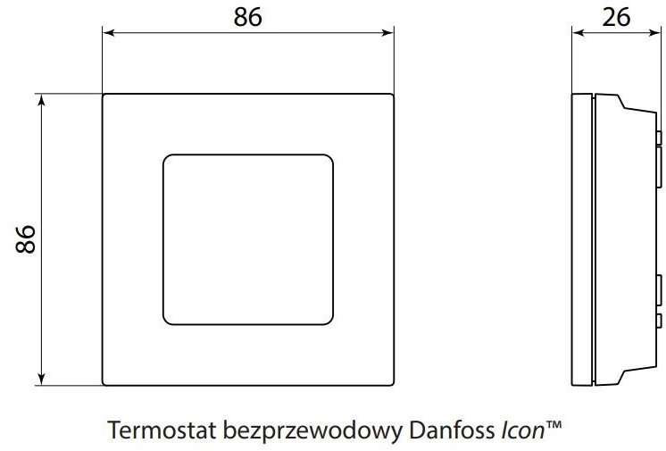 Danfoss Icon Termostat pokojowy bezprzewodowy z czujnikiem podczerwieni natynkowy biały/ciemnoszary 088U1082