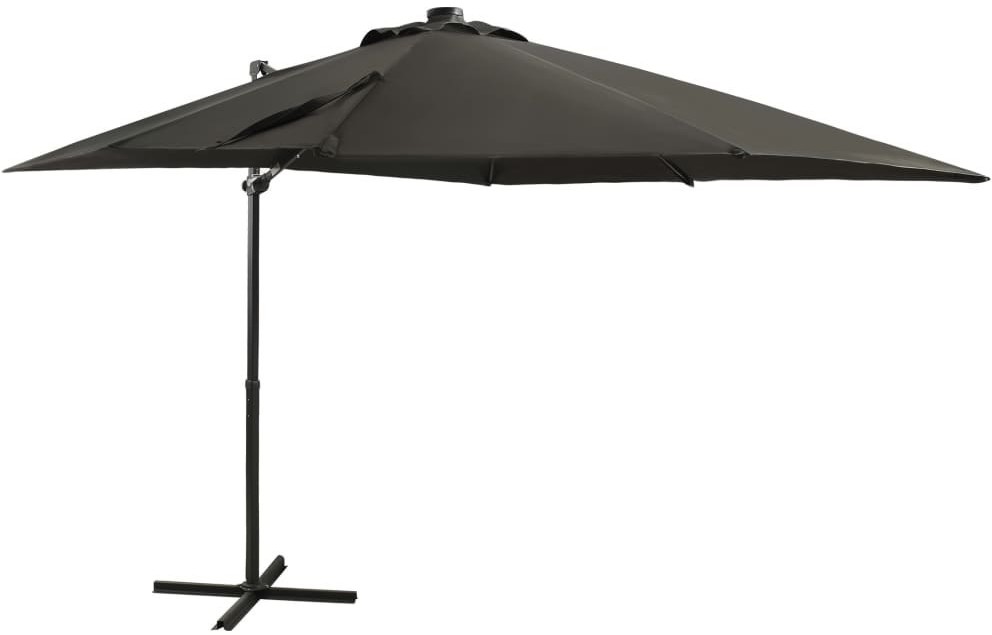 vidaXL Parasol wiszący z lampkami LED i słupkiem, antracytowy, 250 cm 312322