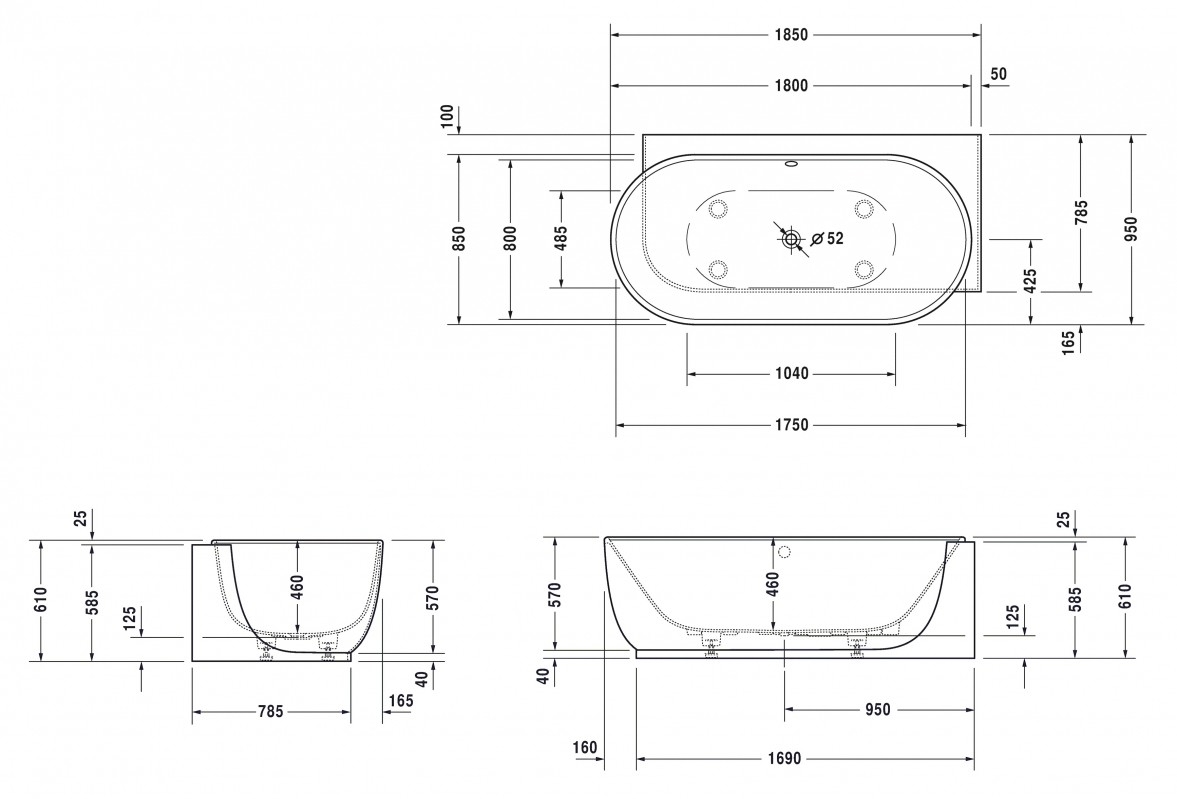 Duravit LUV Wanna owalna narożna 185x95 prawa biała 70043200000000