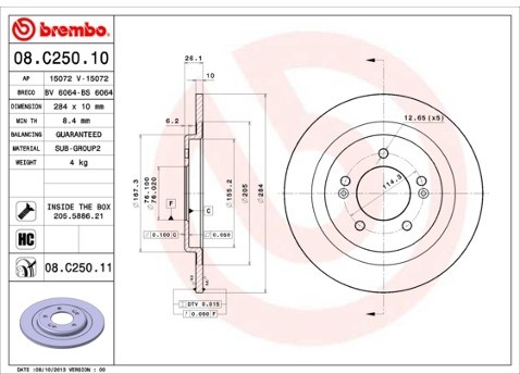 BREMBO Tarcza hamulcowa 08.C250.11