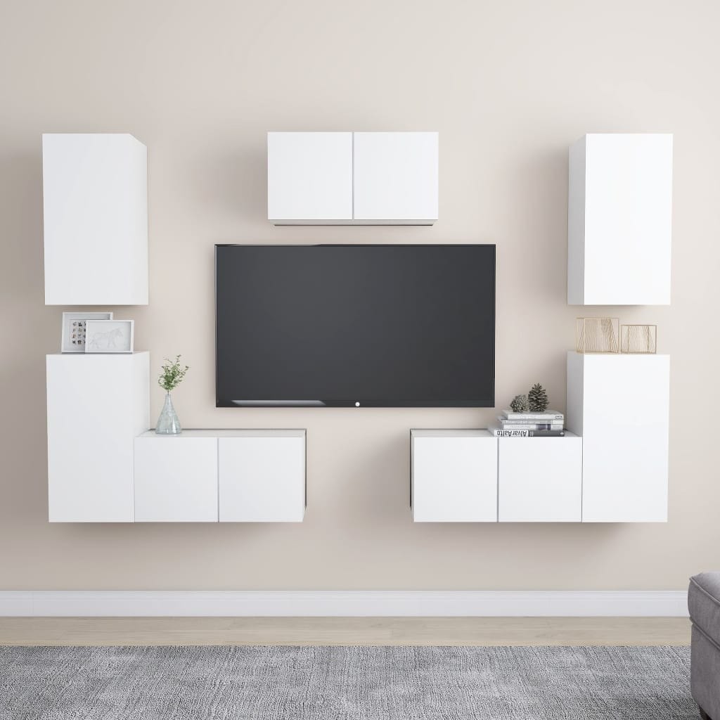 vidaXL Lumarko 7-cz. zestaw szafek TV, biały, płyta wiórowa! 3078671