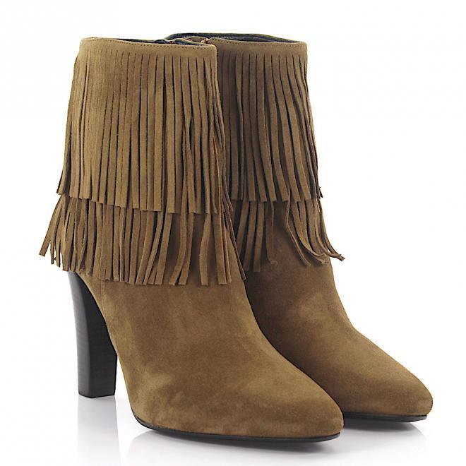 Saint Laurent Saint Laurent Botki beżowe Frędzle beż