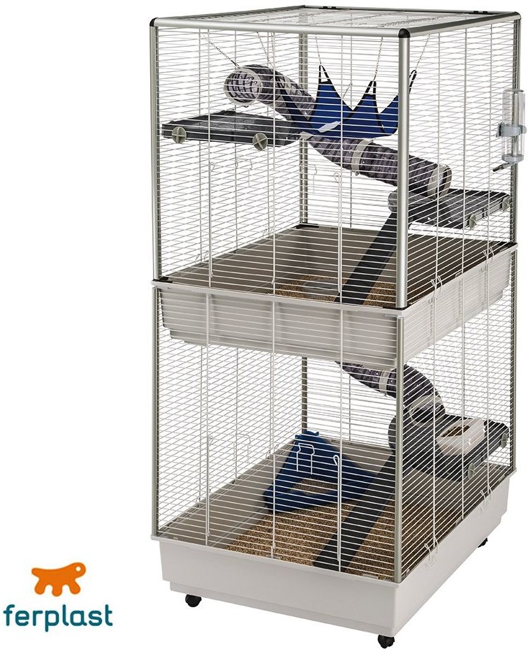 Ferplast Fretchenheim Furet Tower, w kształcie wieży, wymiary: 75 x 80 x 161 cm, biała kratka