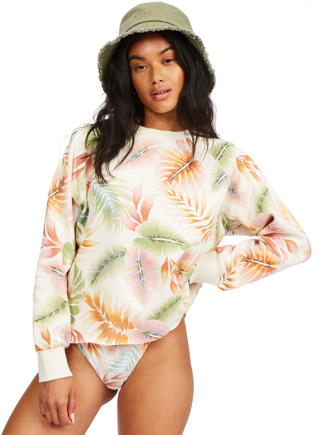 Billabong bluza damska CUT OFF CREW White/Multi