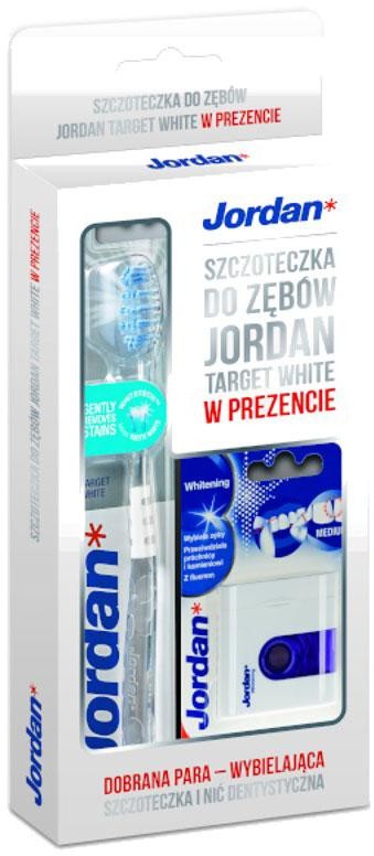 Jordan zestaw Whitening Floss Target szczoteczka + nić wybielająca