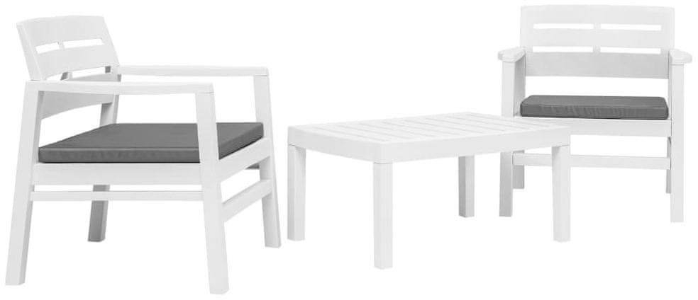 shumee shumee 3 częściowy zestaw mebli do ogrodu plastik biały