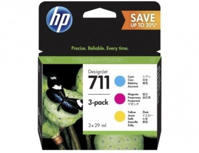HP 711 3-pack 29-ml Cyan/Magenta/Yellow Ink Cartridges P2V32A
