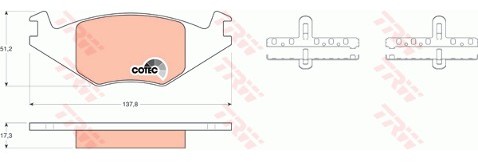 TRW Zestaw klocków hamulcowych, hamulce tarczowe GDB463