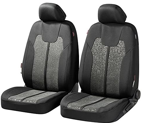 Walser Walser Pokrowce na siedzenia samochodowe Corso z zamkiem błyskawicznym, pokrowce na siedzenia samochodowe, 2 pokrowce na przednie siedzenia, czarne/srebrne 11852 11852