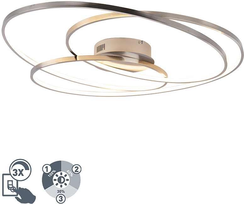 Trio Leuchten Designerski plafon stal 80cm 3-stopniowe ściemnianie LED - Rowin
