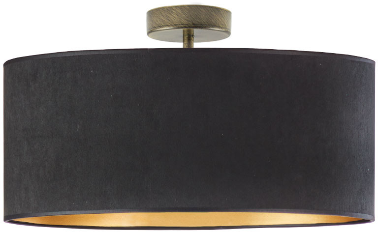 LYSNE Welurowa plafoniera WENECJA VELUR fi 50 cm kolor czarny ze złotym wnętrze 14527V/14 kolor czarny ze złotym wnętrzem